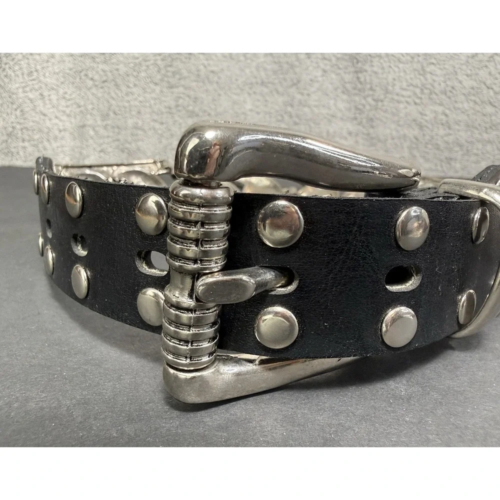 American Eagle Head Metal Link Leather Adjustable Belt #2304‎ Size Small